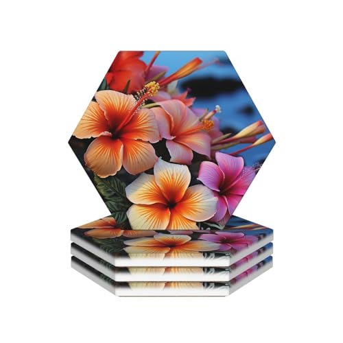 Dessous de verre en céramique haut de gamme à motif floral - 2