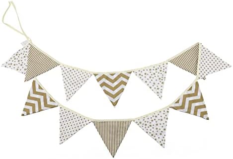 G2PLUS 10.8 Feet Floral Bunting Banner, Vintage Cloth Shabby Chic Flag Garlands, Blue and White Double Sided Fabric Triangle Pennants for Birthday Parties Ceremonies Kitchen Bedrooms
