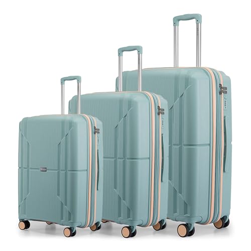 Provogue Lumina Hard-Sided Polypropylene Luggage Suitcase | 8 Wheels Trolley Bags for Travel Single