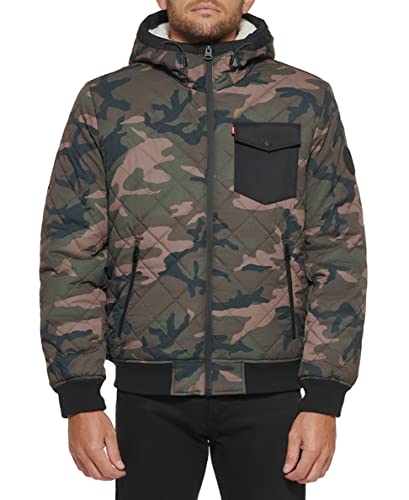 Image of Levi's Men's Diamond Quilted Sherpa Lined Bomber Jacket, Camouflage, Medium