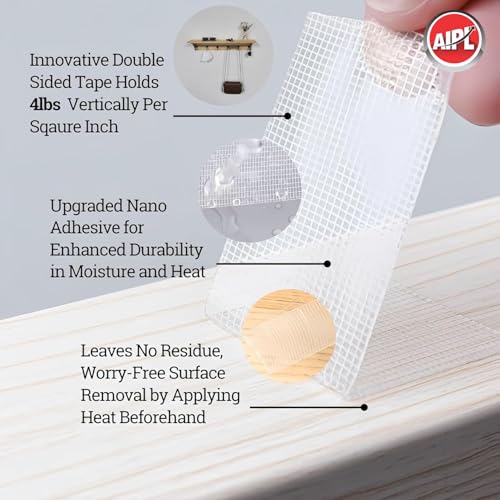 Image of AIPL Nano Grip Tape Double Sided Tape Heavy Duty, Clear Mounting Tape Picture Hanging Adhesive Strips, Wall Tape for Poster, Rug, Picture Hanging, Office&Outdoor -1 MM X 19 MM X 2 MTR
