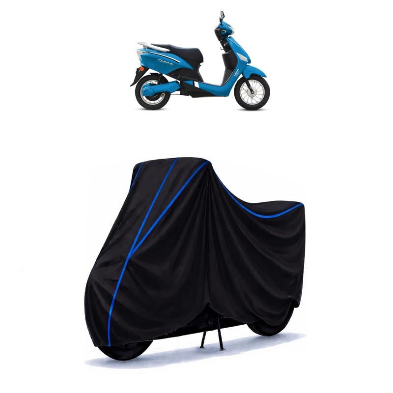 Image of Scooty Cover Water Resistant for Optima DX Electric | Universal Scooter & Bike Cover | Heavy Duty UV Dust, Rain & Scratch Protection | Elastic Fit All Weather Indoor Outdoor | Black with Blue Piping