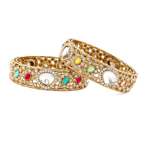 Image of Rubans Bangles Set of 2 Cubic Zirconia Ethnic Stylish Jewellery Gift for Women & Girls