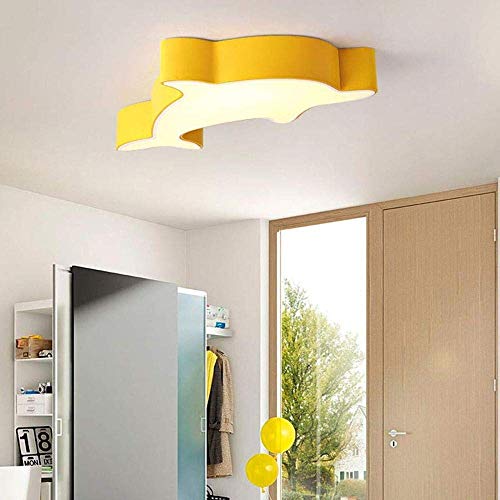 Plafonnier LED dauphin vert et jaune à télécommande pour chambre enfant