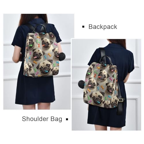 Sac à dos beige à motif chiens mignons et poches multiples - 7