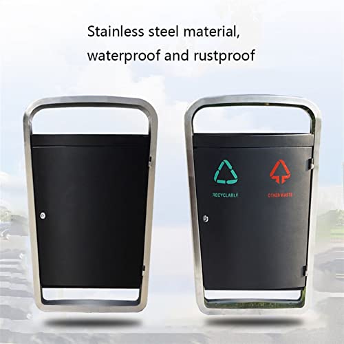 Abfalleimer für den Außenbereich, Edelstahl-Mülleimer für den Außenbereich, Doppelte Mülleimer-Klassifizierung, kreativer, einfacher großer Metall-Mülleimer für den Außenbereich mit abnehmbarem I – Bild 5