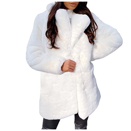 SumLeiter Winterjacke Damen Wintermantel Revers Kunstpelzjacke Flaumig...