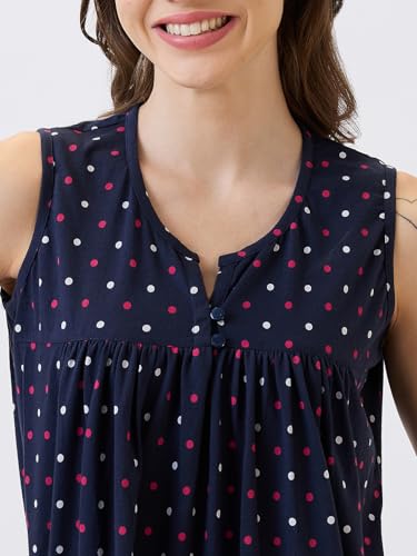 Image of AV2 Women's Cotton Printed Round Neck Sleeveless Night Suit Set | Capri Set | Casual Night Dress for Women