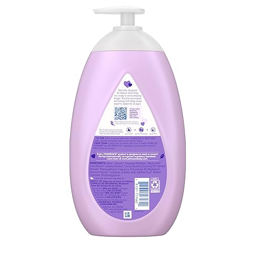 Image of Johnson's Moisturizing Bedtime Baby Lotion with Coconut Oil & NaturalCalm Aromas to Help Relax Baby, Mild, Hypoallergenic & Paraben-, Phthalate- & Dye-Free, Twin Pack, 27.1 fl. oz, 2 Pack