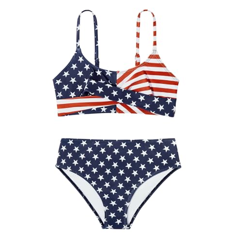 Image of Zando Girls Swimsuit Two Piece - Adjustable Strap Bathing Suit Solid Color Bikini Sets for Teens Girl Beach Swimwear