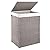 OIAHOMY Laundry Hamper with Lid, 23.8 Gal (90L) Wicker Hamper with Removable Liner Bags, Handwoven Clothes Basket with Handles, Foldable Woven Paper Rope Basket for Laundry Room, Bedroom-Grey