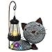 Glintoper Solar Garden Statue Cat Figurine with Lantern, Outdoor Metal Kitten Whimsical Lawn Porch Yard Art, Mothers Day Ideal Gifts, Lighted Ornaments for Patio Pathway Yard Decoration
