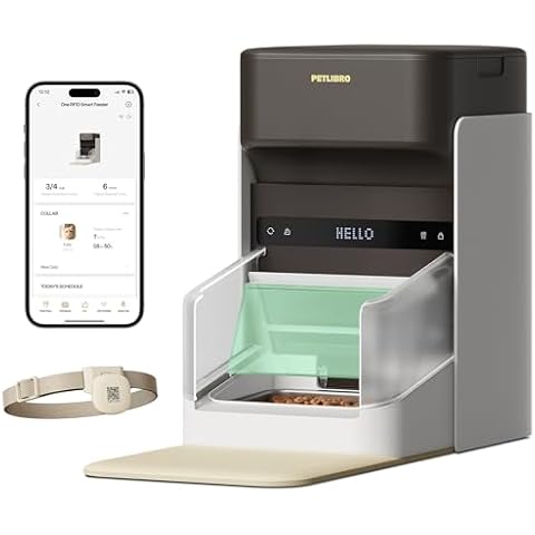 PETLIBRO Upgraded RFID Automatic Cat Feeder, 5G Wi-Fi Automatic Pet Feeder, 3L Auto Cat Feeder App Control with Light Collar Tag, Tag Activated One Automatic Cat Food Dispenser 1-10 Meals Control Cover