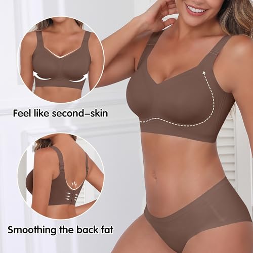 Image of Womens 2025 Seamless Wireless Supportive Bra Push Up Comfort Soft No Underwire Full Coverage T-Shirt Bras (M-4XL)