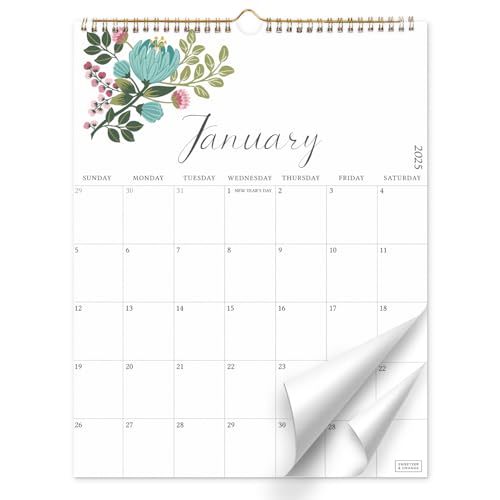 S&O Twelve Flowers 18-Month Wall Calendar 2025-2026 – Tear-Off Mo...