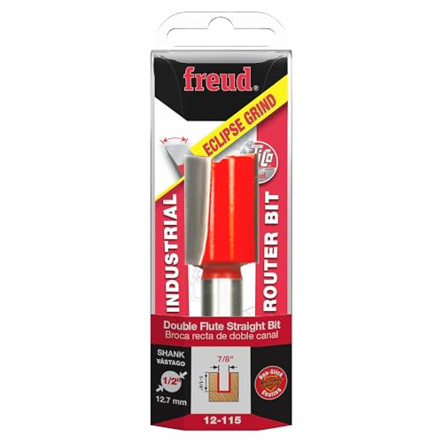 Image of Freud 12-115: 7 /8 inch (dia.) Double Flute Straight Bit with 1 /2 inch shank, 2-3 /4 inch overall length
