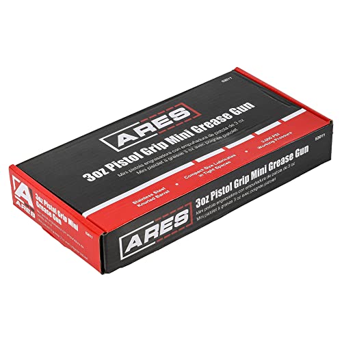 Image of ARES 53011 - 3oz Pistol Grip Mini Grease Gun - Includes 12-Inch Flex Hose and 4-Inch and 6-Inch Straight Extensions - 3000 PSI Working Pressure Rating