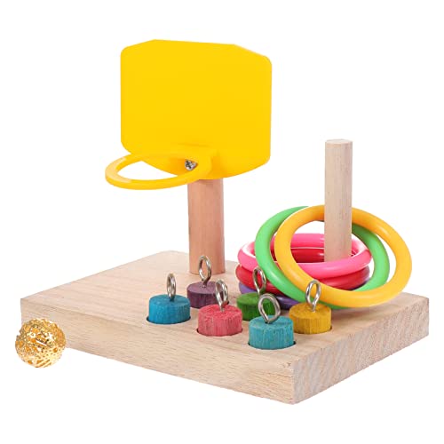 POPETPOP 鳥のおもちゃ バスケット 玩具 輪投げ 知育玩具 訓練玩具 遊び道具 ストレス解消 色識別能力 知能開発 オウム セキセイインコ オカメインコ 鳥のおもちゃ ペット用品