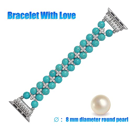 GEMEK Pearl Bracelet Compatible with Apple Watch Strap Women 38/40/41mm iWatch Strap Series 9/8/7/6/5/4/3/2/1 - Image 3