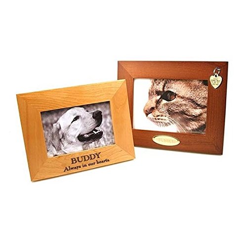 LuckyPet Personalized Picture Frame - Custom Engraved Wood Frame - 4x6 - Available in Natural Alder or Walnut Finish