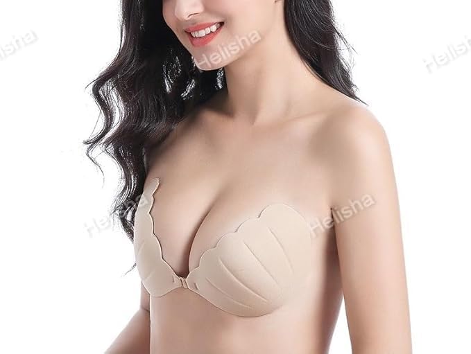 Image of HELISHA Women's & Girl's Reusable Adhesive Stick On Invisible Strapless Push Up Wire Free Bra (Pack-of-1) (Size 28 to 36)
