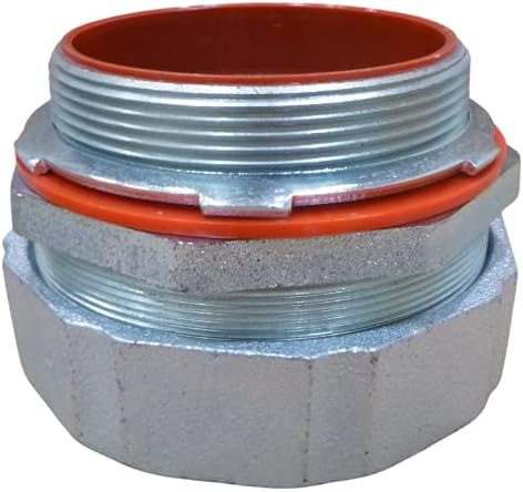 COREX 3-1/2 Liquid Tight Straight Conduit Fitting - Insulated Throat - Sealtight Connector - Zinc Plated Malleable Iron