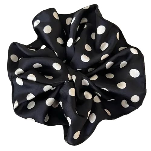 Coleteros retro elegantes de lunares blancos y negros con forma intestino grueso, accesorios for el cabello, tocado fiesta femenino(Black)