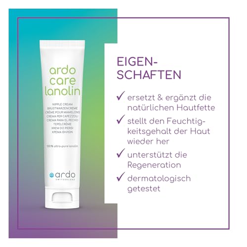 Ardo Care Lanolin Brustwarzensalbe 30ml, beruhigt schützt & pflegt deine Brustwarzen beim Stillen, ultra-reines Lanolin aus Wollfett Wollwachs (Nippelcreme Still-Salbe Nipple Cream Balm Brust Stillen)