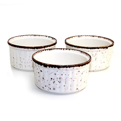 TurkCeramics by OMKAR INTERNATIONAL 10 cm Ivory/Brown Porcelain Ramekin/Soufflé Bowl - Food Safe, Microwave Safe, and Dishwasher Safe, Soft Porcelain with Elegant Colors, Made in Turkey 3