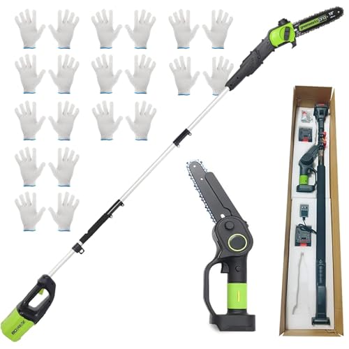 WaaYb Mini Chainsaw Cordless, 6 Inch Electric Chainsaw Shearing Saw with 1.3-2.5cm Extension Pole, Handheld Pole Saws for Tree Trimming, Garden Pruning Without battery 6-inch chainsaw