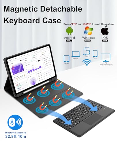 Image of for Samsung Galaxy Tab S11 Ultra Keyboard Case 14.6 inch 2025, Magnetic Detachable Wireless S11 Ultra Folio Case with Touch Keyboard, Soft PU Leather Case with S Pen Holder, Multi-Touch Trackpad