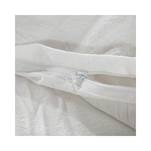 Image of F.Y.Dreams 100% Washed Cotton Duvet Cover for Weighted Blanket 80x87 inches with 16 Ties, Zipper on Long Side /White /Just Duvet Cover