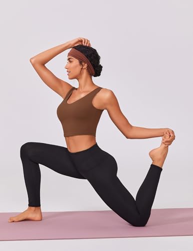 Image of PINSPARK Sports Bras for Women Built in Bras Padded Yoga Bra V Neck Longline Workout Tank Tops with Removable Pads