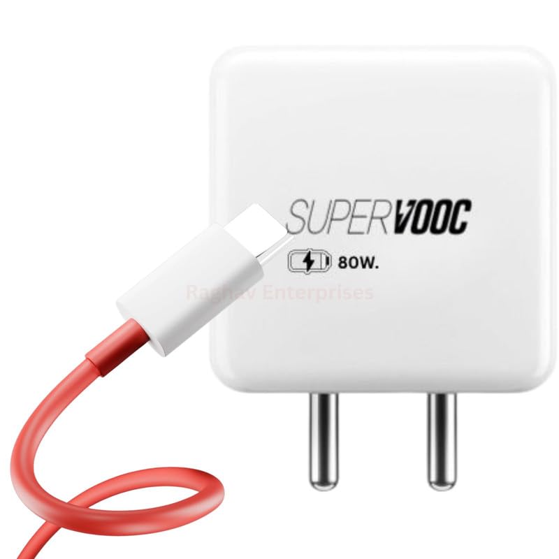 Image of 80W SUPERVOOC Charger Adater Compatible for Oneplus 13 /13R /12 /12R /11 /11R /10 /10 Pro /9 /9 Pro / 9R / 8 / 8T /7 /Nord /CE 3 & Other Devices -JJ RED