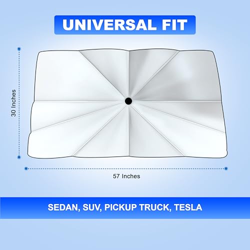 Image of EcoNour Car Umbrella Windshield Sun Shade, Universal Fit Foldable Car & Truck Sun Shade | Double Layer Windshield Cover for SUV, Sedan & Truck | Sun Shade Cover for Front Baby Window Shades - 57 inchx30 inch