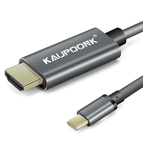 KAUPOONK USB C to HDMI, 6ft USB C to HDMI Cable, USB C to HDMI Adapter with 4K, USB-C to HDMI Compatible with MacBook Pro, Samsung Galaxy S8/S9/S10/S20, Surface Book 2, Dell XPS 13/15, Pixelbook More