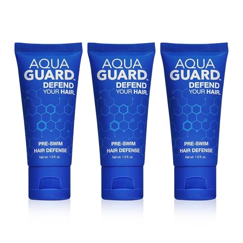 AQUA GUARD Pre-Swim Hair Defense | No More Swim Hair | Prevents Chlorine Damage + Softens Hair While Swimming | Made in California | Color Safe Leaves Hair Smelling Great | 1 oz (3 Pack)