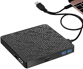 External Bluray Drive, 5 in 1 USB 3.0 with Type-C SD/TF Card Player External Bluray DVD Drive for Laptop/MacBook/Desktop/Car Compatible with MacOS/Windows 10/8/7