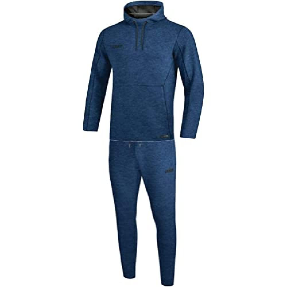 JAKO Premium Basics M9629 Men's Tracksuit with Hooded Sweatshirt, Royal Mottled, 4XL