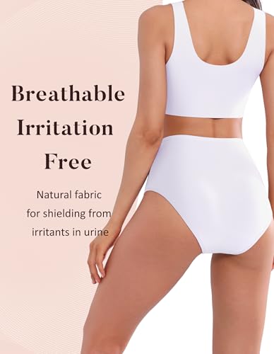 Image of AIRCUTE Washable Urinary Incontinence Protective Underwear for Women Leak Proof Absorbent Reusable Panties 60ML 1 Pack (White, 3X-Large)