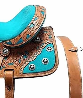 Premium Leather Western Barrel Racing Horse Saddle Tooled Carved Riding Trail Equestrian Best Horse Riding for Rider Tack, Size:10-18 inches Seat, RE06 (11)