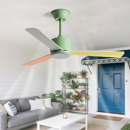 Ventilateurs de plafond colorés sans éclairage à 6 vitesses avec télécommande - 2