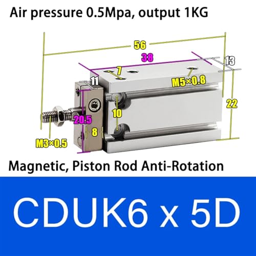 Vérin pneumatique CDUK6 à montage libre double effet alésage 6mm aimant intégré