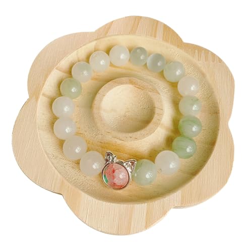 URTERYSER Placa de madera natural, bandeja de perlas, herramientas de medición de joyas, manualidades, regalo, pulsera, soporte, almacenamiento, placa de presentación para mesa, bandeja de perlas