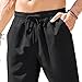 Qolkmuiy-GJ Men's Cotton Straight Yoga Pants Lightweight Casual Beach Trousers Fashion Elastic Waist Summer Pajamas (Black,XX-Large)