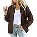 Blczomt Womens Faux Suede Leather Jacket Trendy Winter Long Sleeve Coat Lapel Zip up Bomber Jackets Dressy Streetwear Outfits women's suede jacket Coffee 2X