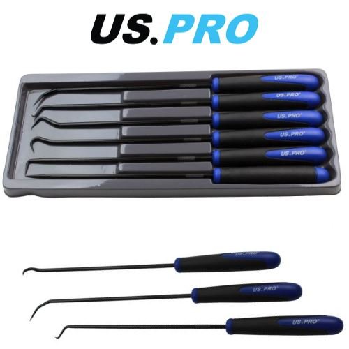 US PRO 6pc Long Reach Pick And Hook Set For O Rings Hoses Clips Seals B5037