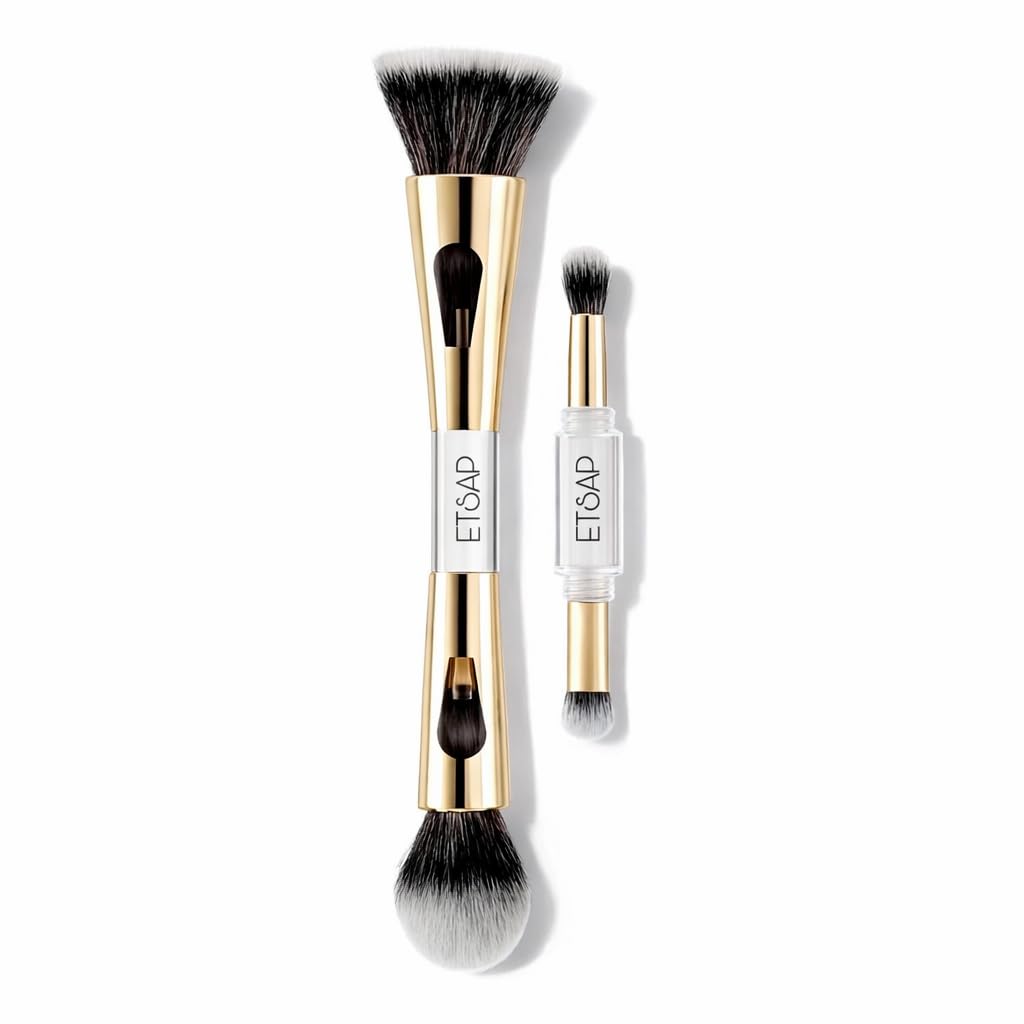 4 in 1 Multifunctional Makeup Brush Set with Foundation Brush, Powder Brush, Eyeshadow Blending Brush & Flat Brush | Feathery Soft Bristles Makeup Brushes for Women