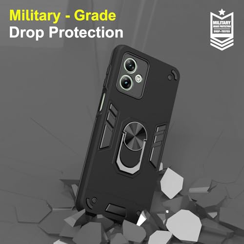 Image of NDCOM for Moto G54 Back Cover, Premium Motorola G54 5G Cover, Sleek Design Moto G54 5G Cover, Protective Case for Enhanced Grip and Style, Black Ring Holder Case