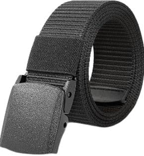 chillgo Men's Tactical Belt, Adjustable Nylon Canvas Work Belt for Men, No Metal Buckle, Fast Pass Through the Airport Security, Suitable for Work and Travel, Extended Size 59'' - Black
